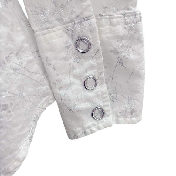 Roper Cream and Silver Floral Button-Up Shirt Size Small - Picture 6 of 6